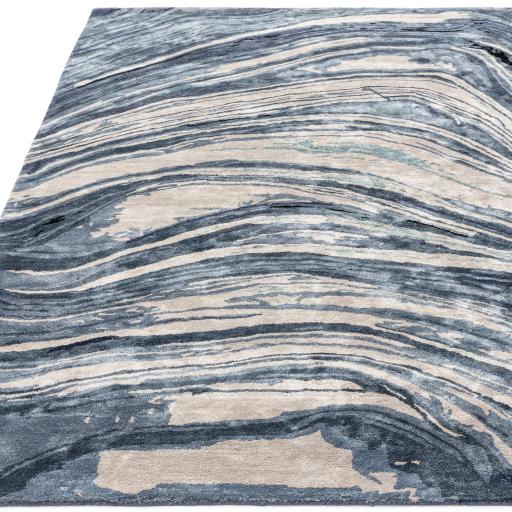 Katherine Carnaby Tuscany Silk Lazulite Marble Rug Premium Hand Woven Luxury Abstract Shiny Blue Rug