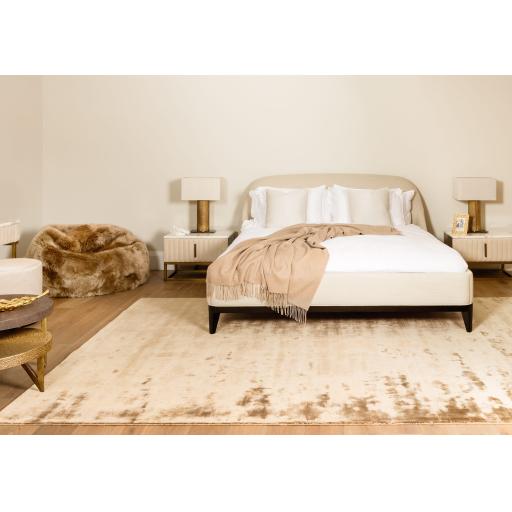 Katherine Carnaby Chrome Hand Made Rug Modern Plain Viscose Silky Shiny Luxurious Tan Brown Rug