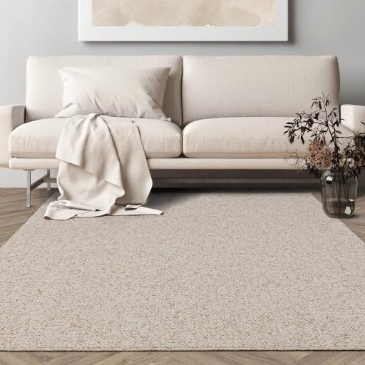 Boden Washable Rug Modern Plain Bobble Textured Ivory White Rug