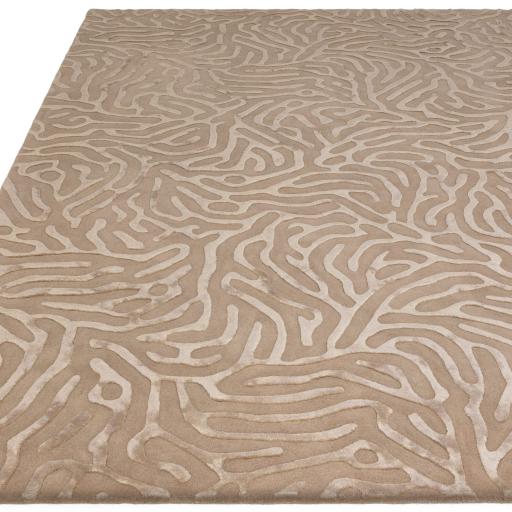 Coral Katherine Carnaby Rug Modern Abstract 3D Effect Viscose Wool Gunmetal Sand Beige Rug