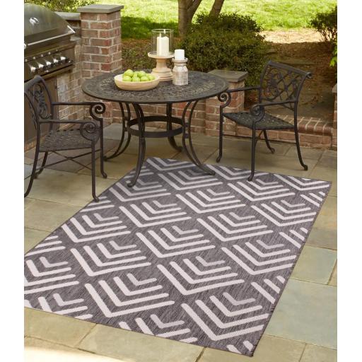 Chevron Outdoor Rug for Garden Patio Picnic Travel Indoor Kitchen Summer Breeze Grey Rug