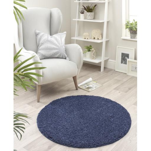 Washable Non-Slip Rug Shaggy Plain Round Buddy My Rug by Origins in 100x100 cm (3'4"x3'4")