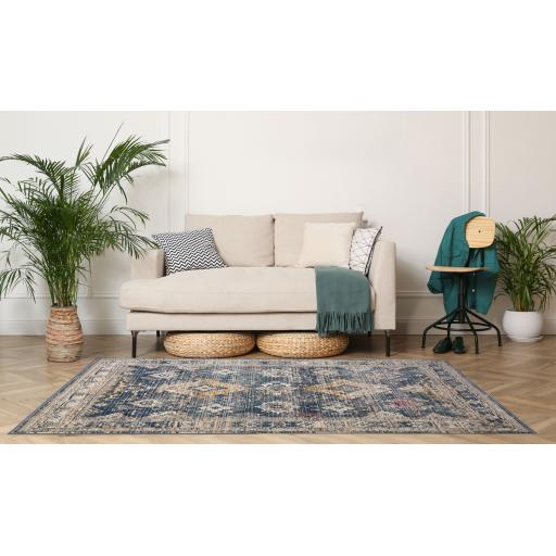 Nova Lilian Blue Traditional Persian Rug Hallway Runner