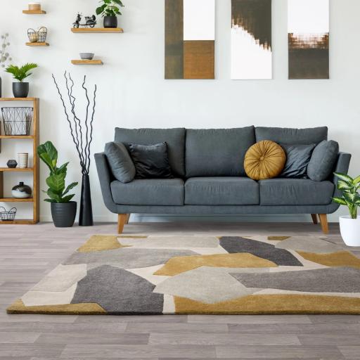 Romy 10 Element Modern Hand-Tufted Rug in Ochre Grey