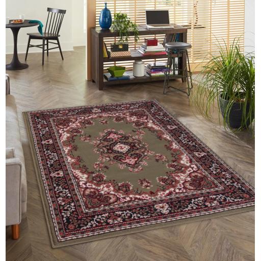 Lancashire Traditional Oriental Classic Rug or Runner in Green