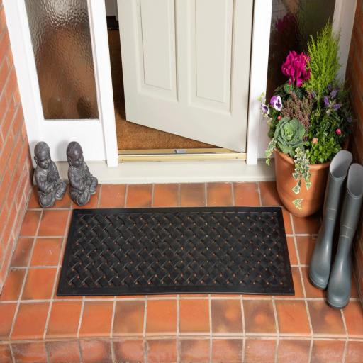 Radcliffe Black Door Mat Rubber Anti Slip Mat