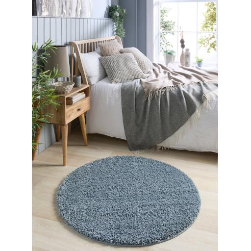 Washable Non-Slip Rug Shaggy Plain Round Buddy My Rug by Origins in 100x100 cm (3'4"x3'4")