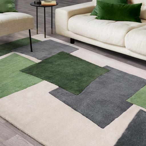 Romy 12 Papercut Modern Hand-Tufted Rug in Green