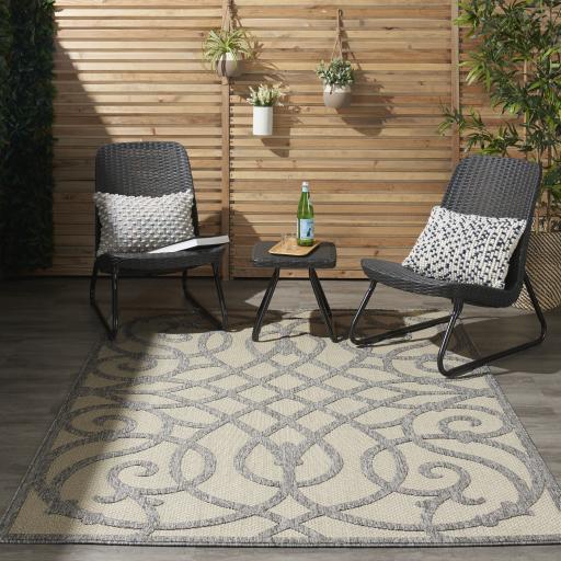 Outdoor Indoor Rug by Cozumel Nourison CZM04 Diamond 3D Modern Rug in Cream Grey