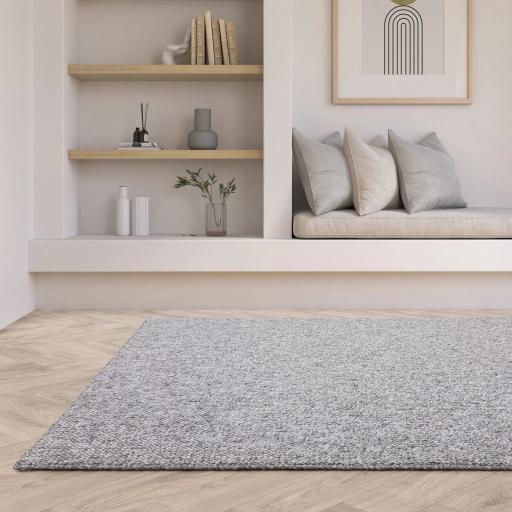 Boden Washable Rug Modern Plain Bobble Textured Grey Rug