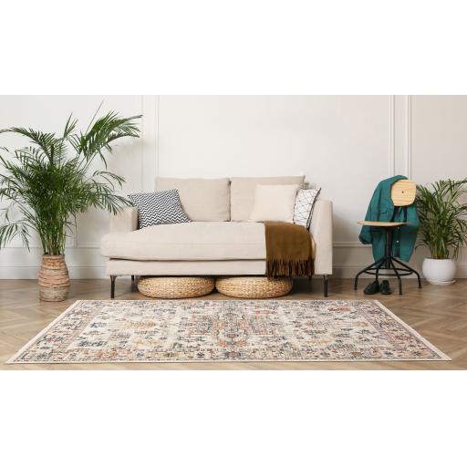 Nova Floyd Rug Modern Distressed Traditional Persian Cream Rug and Hallway Runner