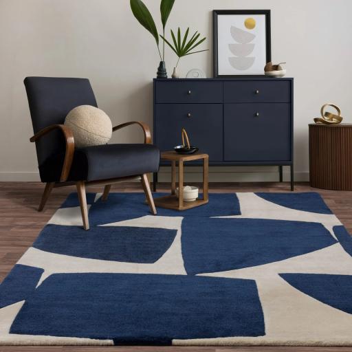 Romy 03 Kite Hand Tufted Modern Retro Abstract Soft Rug in Blue