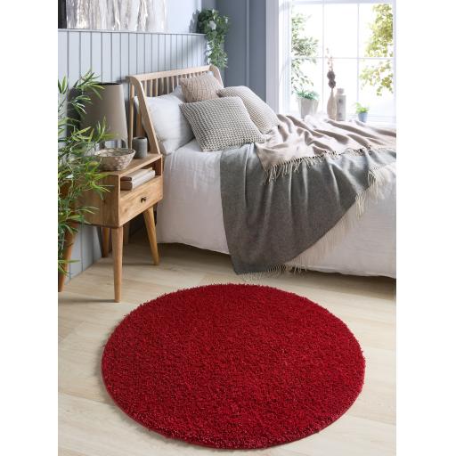 Washable Non-Slip Rug Shaggy Plain Round Buddy My Rug by Origins in 100x100 cm (3'4"x3'4")