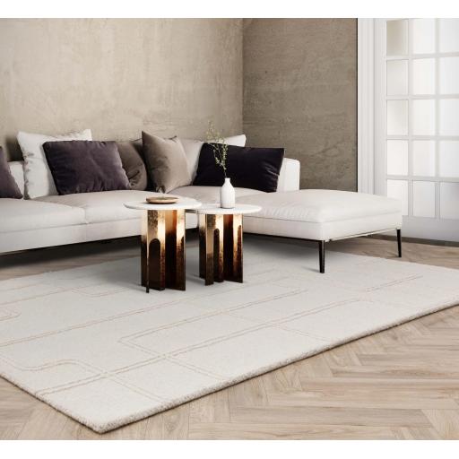 Ada Rug Bohomian Modern Geometric Pure Natural Undyed Wool Ivory Rug