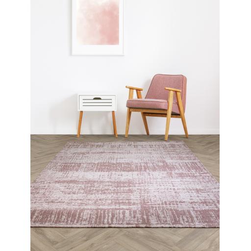 Beau Blush Pink Modern Abstract Short Pile Flatweave Rug