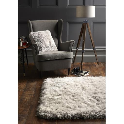 Origins Extravagance High Pile Fluffy Modern Shaggy Silver Rug