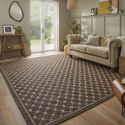 Sumac SUM10 Outdoor Indoor Flatweave Traditional Geometric Rug in Brown