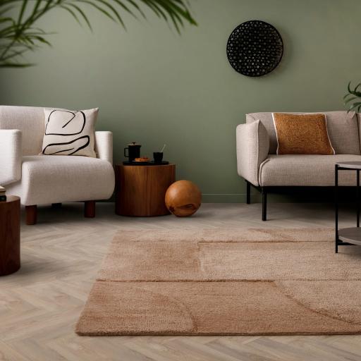 Tova Modern Plain Geometric 3D Pattern Tufted Soft Touch Rug in Clay