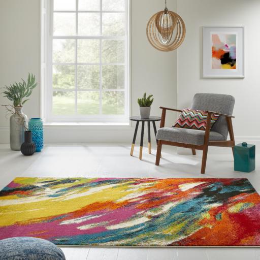 Art102 Multi Rug Modern Abstract Pictorial Pop Multicoloured Rug