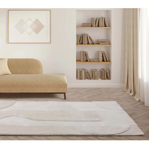 Tova Modern Plain Geometric 3D Pattern Tufted Soft Touch Rug in Ivory