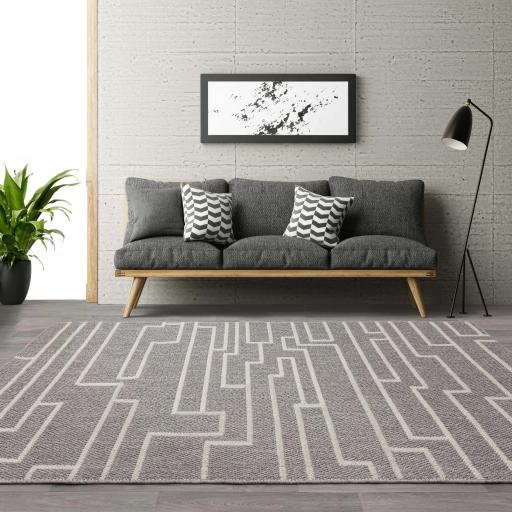 Camber Track Rug Modern Abstract Geometric Flatweave Grey Rug