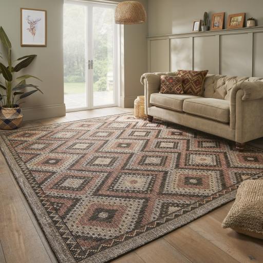 Sumac SUM101 Outdoor Indoor Flatweave Traditional Classic Tribal Rug in Rust