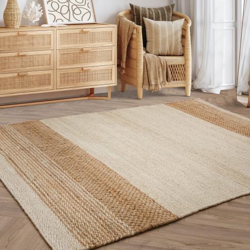 Cedar Natural Jute Hand Woven Reversible Flatweave Rug in Bleach Natural