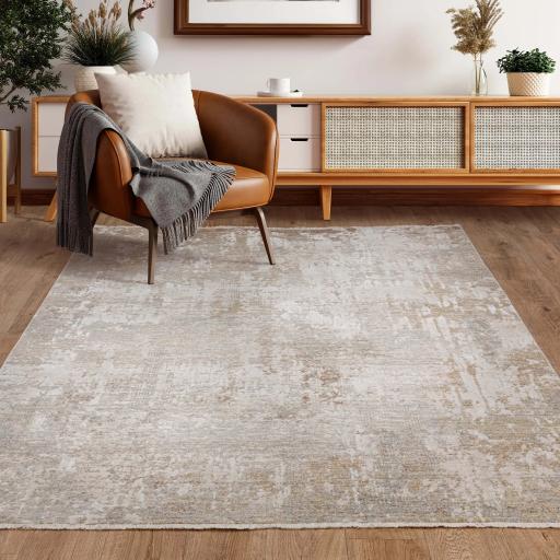 Seville 04 Nasrid Rug Modern Abstract Soft Touch Silky Rug in Beige Natural 200 x 290 cm