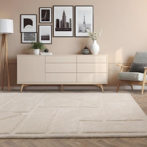 Horizon Modern Geometric Robot Tufted Boho Ivory Rug