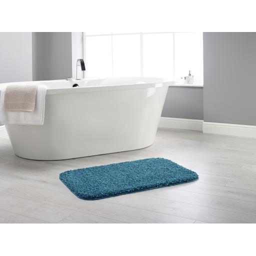 Buddy Bath Washable Shaggy Mats Non-Slip Rug in Teal Blue