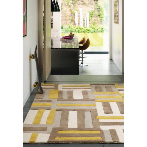 Matrix Code Yellow Multi Modern Hand Tufted Rug