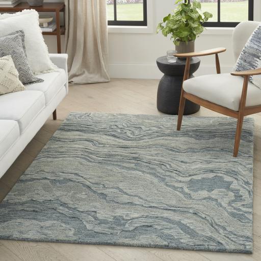 Graceful GRU01 Blue Modern Abstract Wool Rug & Hallway Runner by Nourison