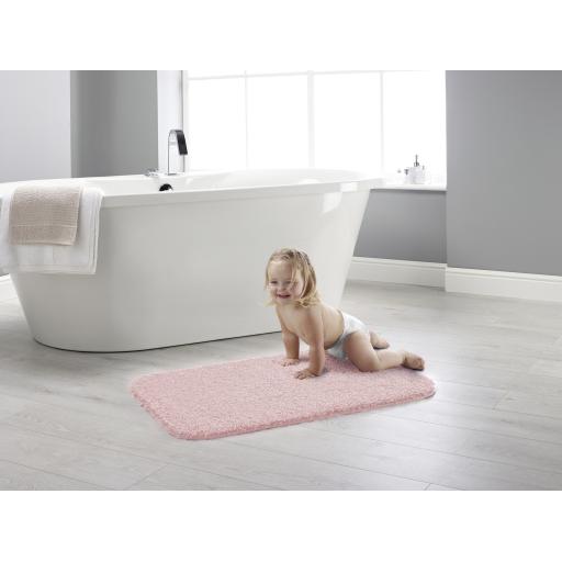 Buddy Bath Washable Shaggy Mats Non-Slip Rug in Soft Pink