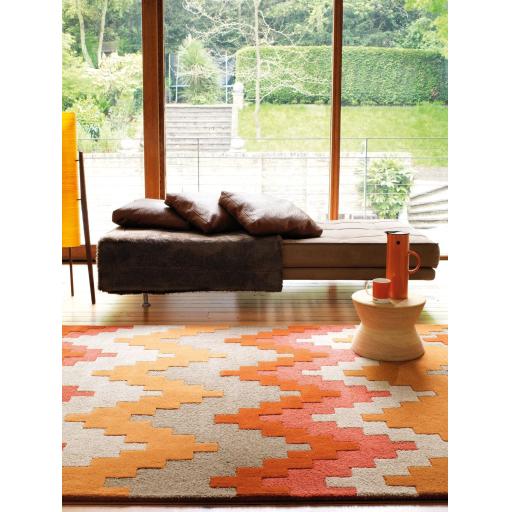 Matrix Cuzzo Sienna Wool Modern Hand Tufted Orange Pink Beige Rug