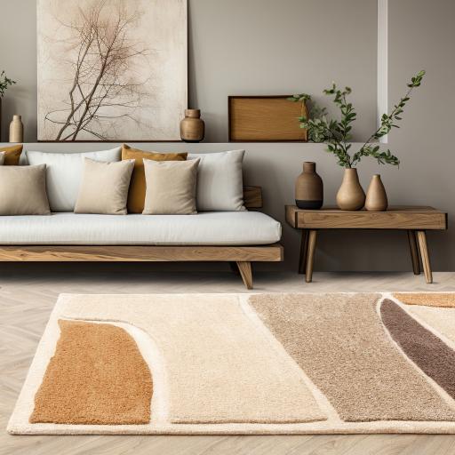 Horizon Hessian Boho Modern Abstract Beige Taupe Brown Rug