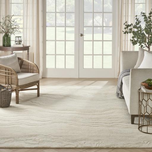 Graceful GRU01 Ivory Modern Abstract Wool Rug & Hallway Runner by Nourison