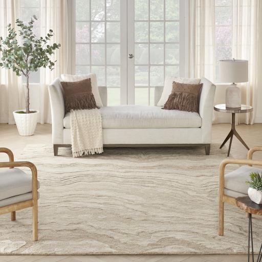 Graceful GRU01 Taupe Modern Abstract Wool Rug & Hallway Runner by Nourison