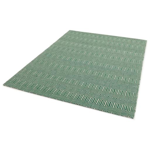 Sloan Hand Woven Flatweave Geometric Ethnic Rug or Runner in Green