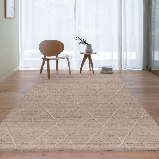 Noah Bohomian Moroccan Berber Abstract Wool Rug in Natural Beige