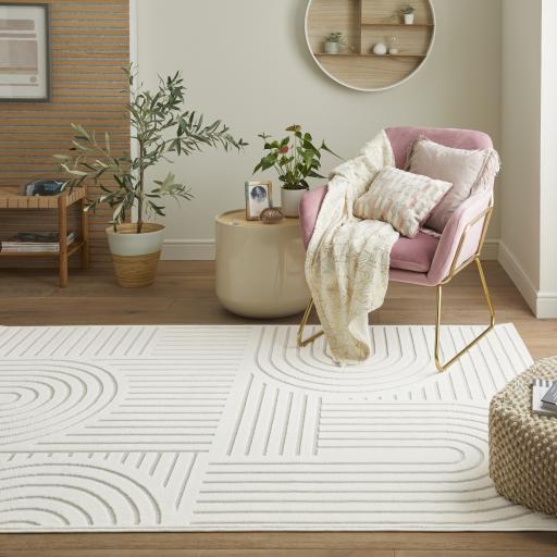 Maze MAZ106 Ivory Plain Geometric Rug by Concept Looms