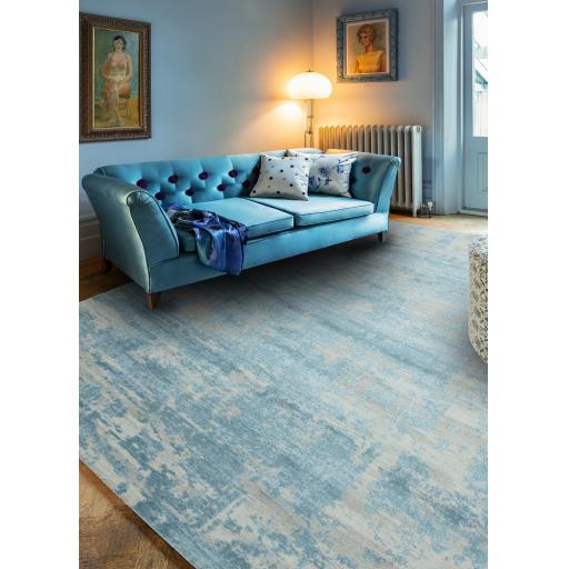 Astral AS11 New Blue Modern Abstract Silky Shiny Acrylic Rug