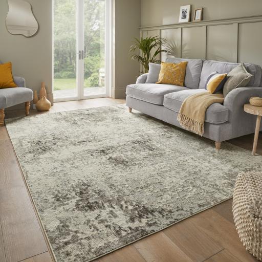 Rossa ROS03 Modern Abstract Rug in Ivory Grey