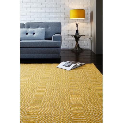 Sloan Hand Woven Flatweave Geometric Ethnic Rug or Runner in Mustard Yellow