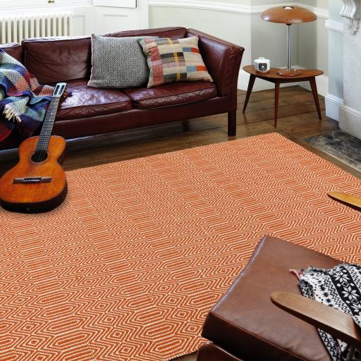 Sloan Hand Woven Flatweave Ethnic Rug or Runner in Orange