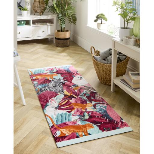 My Studio Exotic Palms Non-Slip Kitchen Home Entrance Runner Hall Rug in Multi Colours 65x150 cm