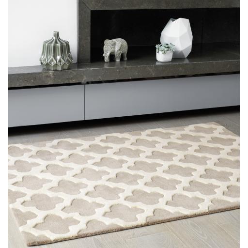 Artisan Lattice Hand Tufted Sand Beige Rug in Medium Size 120x170 cm