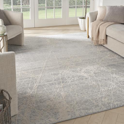 Exhale EXL02 Abstract Sprawling Pattern Rug in Ivory Grey