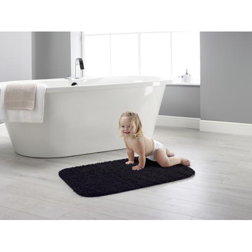 Buddy Bath Washable Shaggy Bathroom Toilet Mats Non-Slip Rug in Charcoal Grey