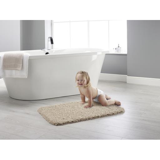 Buddy Bath Washable Shaggy Mats Non-Slip Rug in Beige