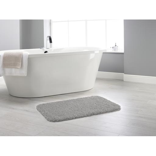 Buddy Bath Washable Shaggy Mats Non-Slip Rug in Ghost Grey